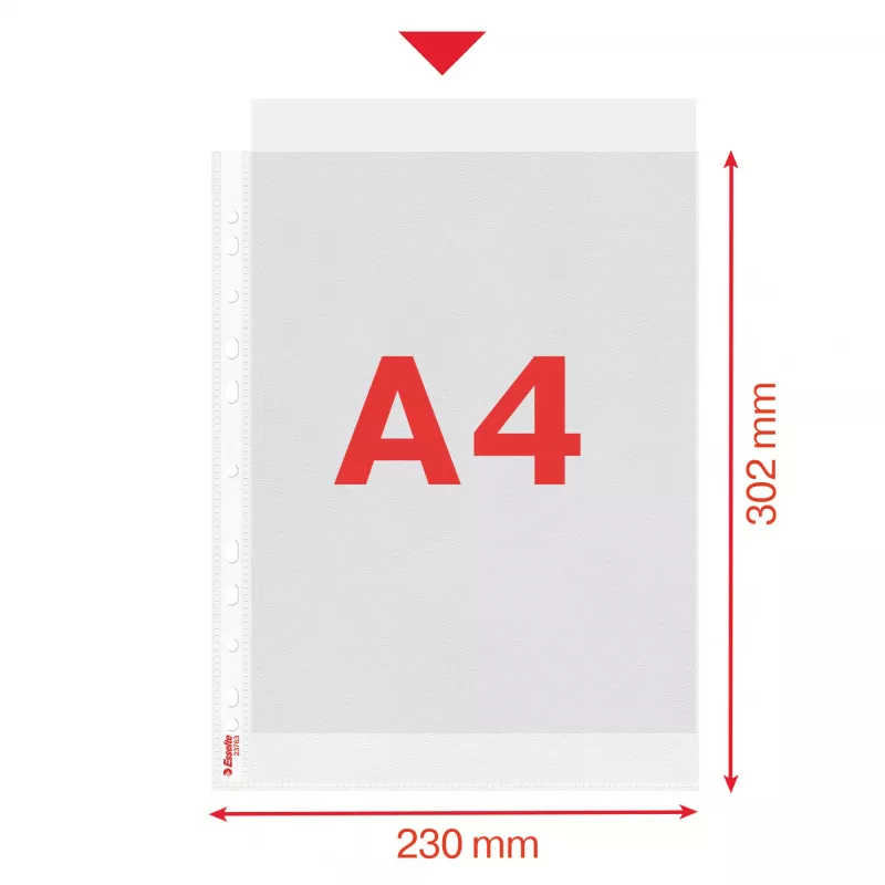 Esselte muovitasku A4 75 my, kirkas, 100 kpl