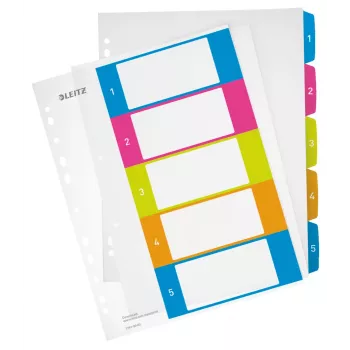 Leitz tulostettavat välilehdet PP A4+ 1-5 WOW, numerollinen rekisteri, polypropeeni (PP), A4 Maxi, 245 mm, 305 mm