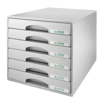 Leitz laatikosto Plus 6 laatikkoa, 6 laatikkoa, muovi, harmaa, 287 x 363 x 270 mm