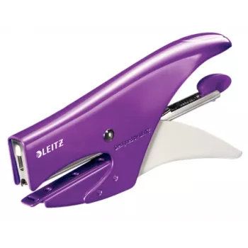 Leitz WOW nitoja, 15 arkkia, violetti, P2, nro 10, 80 g/m², 4,95 cm, takaosa