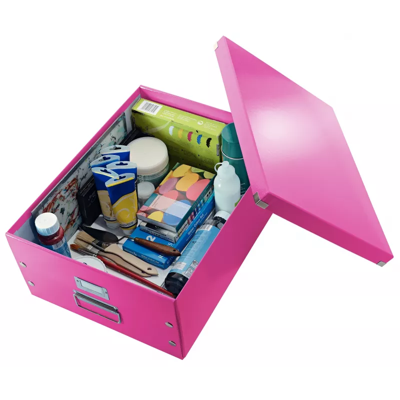 Leitz Click & Store WOW suuri säilytyslaatikko, pinkki, kartonki, nikkeli, 369 mm, 482 mm, 200 mm