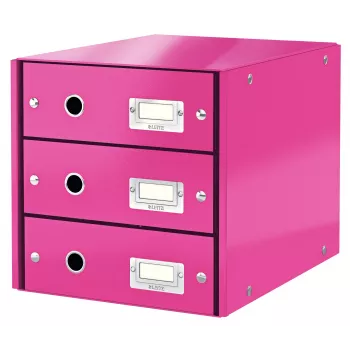 Leitz Click & Store WOW laatikosto (3 laatikkoa), pinkki, kartonki, 286 mm, 358 mm, 282 mm, 2,21 kg
