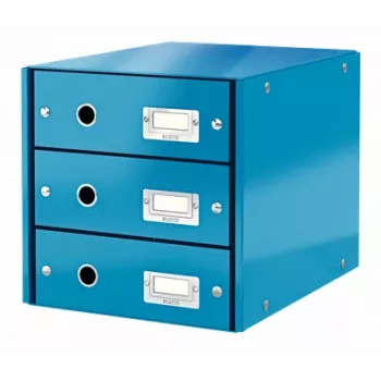 Leitz Click & Store WOW laatikosto (3 laatikkoa), sininen, kartonki, 2,21 kg