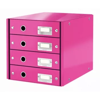 Leitz Click & Store WOW laatikosto (4 laatikkoa), pinkki, kartonki, 2,49 kg