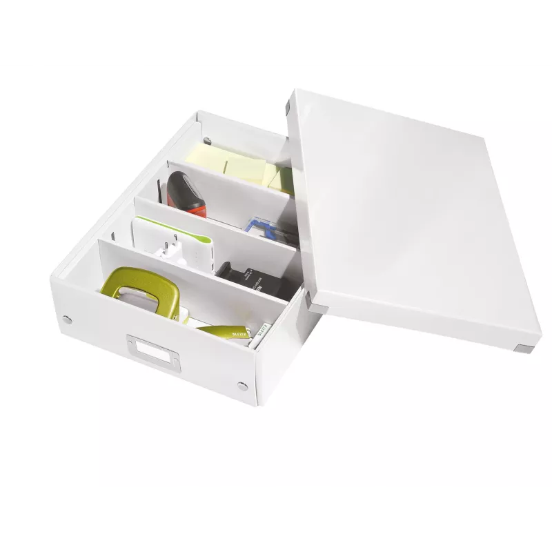 Leitz Click & Store WOW keskikokoinen järjestelylaatikko, valkoinen, kartonki, 880 g