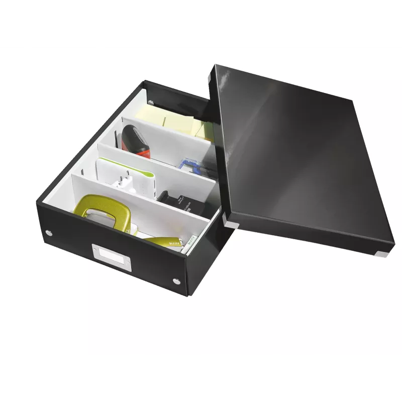 Leitz Click & Store WOW keskikokoinen järjestelylaatikko, musta, kartonki, 880 g