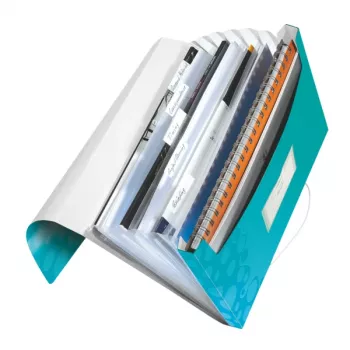 Leitz WOW -projektikansio PP, tavallinen kansio, A4, polypropeeni (PP), turkoosi, 200 arkkia, 254 mm