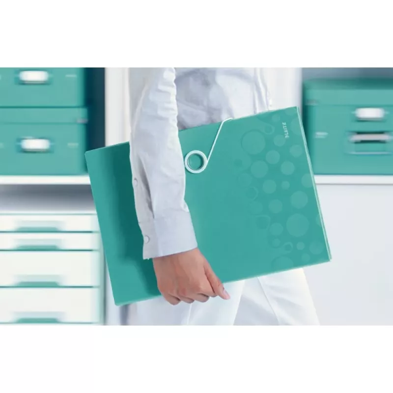 Leitz WOW -projektikansio PP, tavallinen kansio, A4, polypropeeni (PP), turkoosi, 200 arkkia, 254 mm