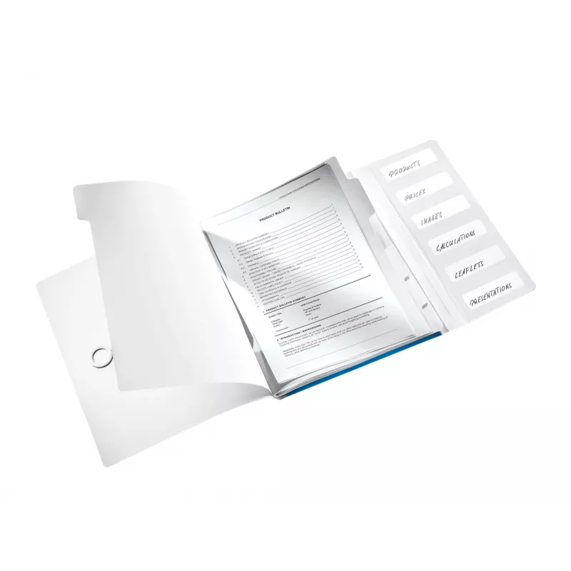 Leitz WOW PP -välilehtikirja, 6 välilehteä, A4, polypropeeni (PP), sininen, metalli, 200 arkkia, 260 mm, 17 mm