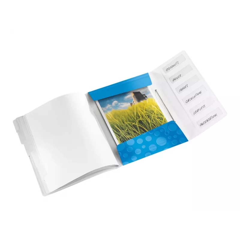 Leitz WOW PP -välilehtikirja, 6 välilehteä, A4, polypropeeni (PP), sininen, metalli, 200 arkkia, 260 mm, 17 mm