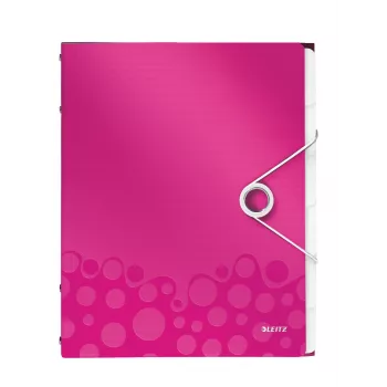 Leitz WOW PP -välilehtikirja, 12 välilehteä, A4, polypropeeni (PP), metalli, pinkki, 200 arkkia, 265 mm, 17 mm