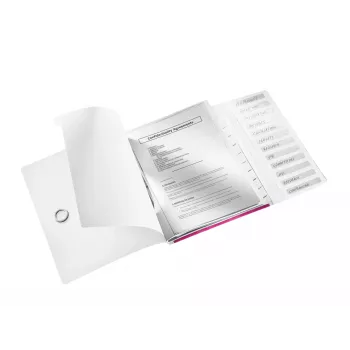 Leitz WOW PP -välilehtikirja, 12 välilehteä, A4, polypropeeni (PP), metalli, pinkki, 200 arkkia, 265 mm, 17 mm