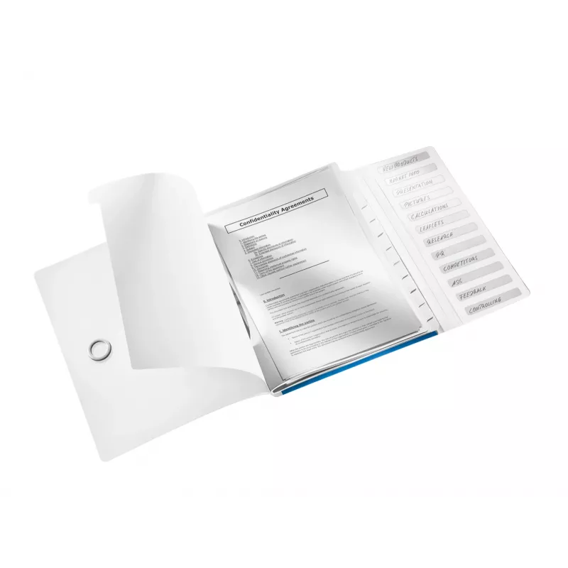 Leitz Registerbuch WOW PP 12 välilehteä, A4, polypropeeni (PP), sininen, metalli, 200 arkkia, 265 mm, 17 mm