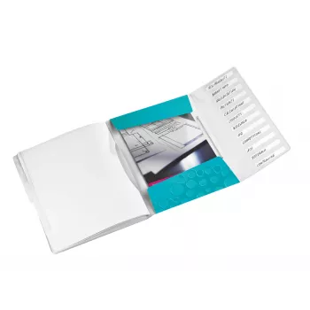 Leitz WOW erotuslehtikirja PP, 12 välilehteä, A4, polypropeeni (PP), sininen, metalli, 200 arkkia, 265 mm, 17 mm