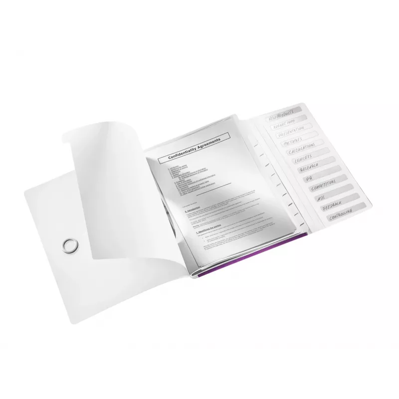 Leitz erotuslehtikirja WOW PP 12 välilehteä, A4, polypropeeni (PP), metalli, violetti, 200 arkkia, 265 mm, 17 mm