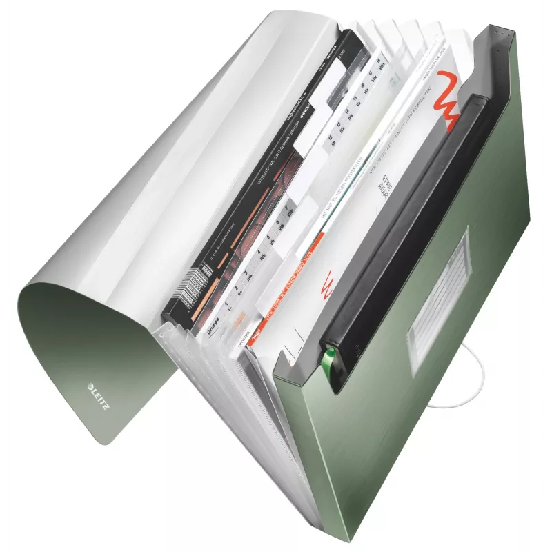 Leitz laajennettava haitarikansio PP, A4, polypropeeni (PP), vihreä, 250 arkkia, 80 g/m², 6 lokeroa