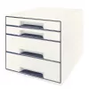 Leitz WOW Cube laatikosto 4 laatikkoa, 4 laatikkoa, muovi, valkoinen, 1 kpl, 287 mm, 270 mm
