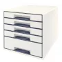 Leitz Drawer Cabinet WOW Cube 5 laatikkoa, 5 laatikkoa, muovi, valkoinen, 1 kpl, 270 mm, 287 mm