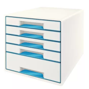 Leitz Drawer Cabinet WOW Cube 5 laatikkoa, 5 laatikkoa, muovi, sininen, valkoinen, 1 kpl, 287 mm, 270 mm