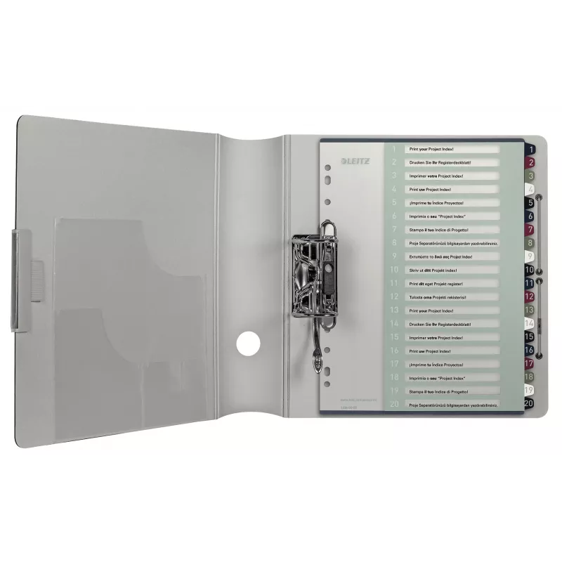 Leitz Index PC Printable 1-20 Style PP A4+, numeerinen välilehtirekisteri, polypropeeni (PP), monivärinen, pysty, A4 Maxi, 245 mm