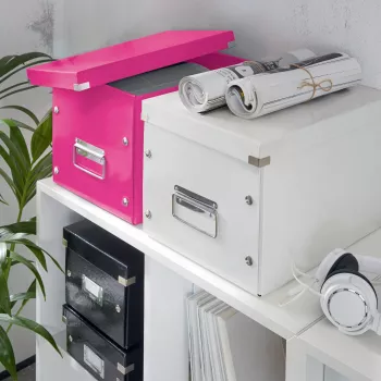 Leitz Box Click & Store WOW Cube Large säilytyslaatikko, fuksia, kartonki, 320 mm, 360 mm, 310 mm