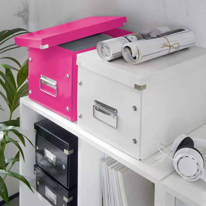 Leitz Box Click & Store WOW Cube Large säilytyslaatikko, fuksia, kartonki, 320 mm, 360 mm, 310 mm