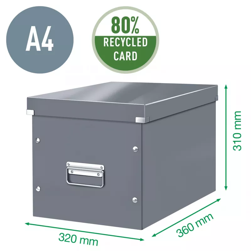 Leitz Box Click & Store WOW Cube Large säilytyslaatikko, fuksia, kartonki, 320 mm, 360 mm, 310 mm