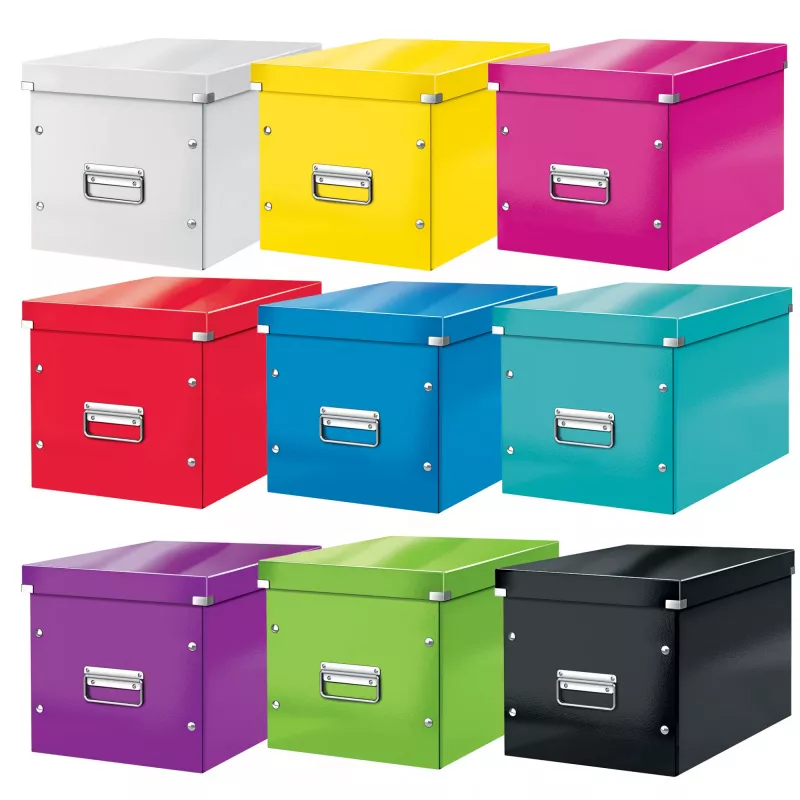 Leitz Box Click & Store WOW Cube Large säilytyslaatikko, fuksia, kartonki, 320 mm, 360 mm, 310 mm