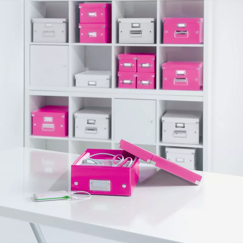 Leitz Box Click & Store WOW Cube Large säilytyslaatikko, fuksia, kartonki, 320 mm, 360 mm, 310 mm