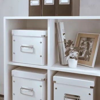 Leitz Click & Store WOW Cube keskikokoinen säilytyslaatikko, säilytyslaatikko, valkoinen, suorakaide, kartonki, yksivärinen, sisäkäyttö