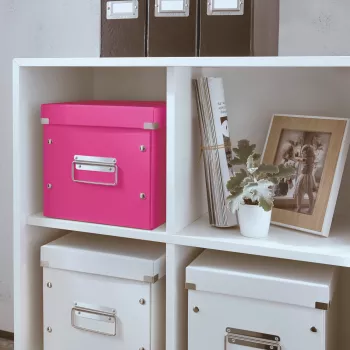 Leitz säilytyslaatikko Click & Store WOW Cube Medium, fuksia, kartonki, 260 mm, 260 mm, 240 mm