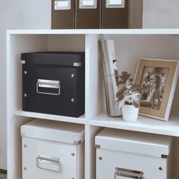 Leitz Click & Store WOW Cube Medium Storage Box, säilytyslaatikko, musta, suorakaide, kartonki, yksivärinen, sisäkäyttö