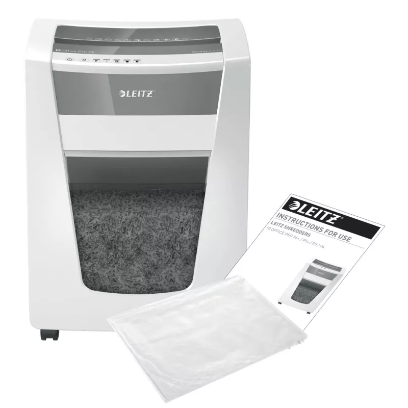 Leitz IQ Office Pro silppuri P5, mikrosilppu, 23 cm, 2 x 15 mm, 30 l, 300 arkkia, 55 dB