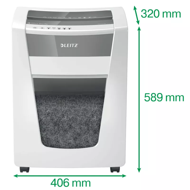 Leitz IQ Office Pro silppuri P4, ristisilppu, 23 cm, 4 x 40 mm, 30 l, 275 arkkia, 55 dB
