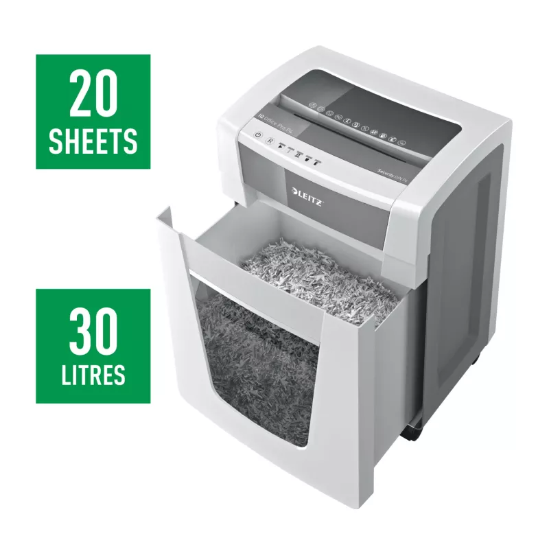 Leitz IQ Office Pro silppuri P4, ristisilppu, 23 cm, 4 x 40 mm, 30 l, 275 arkkia, 55 dB