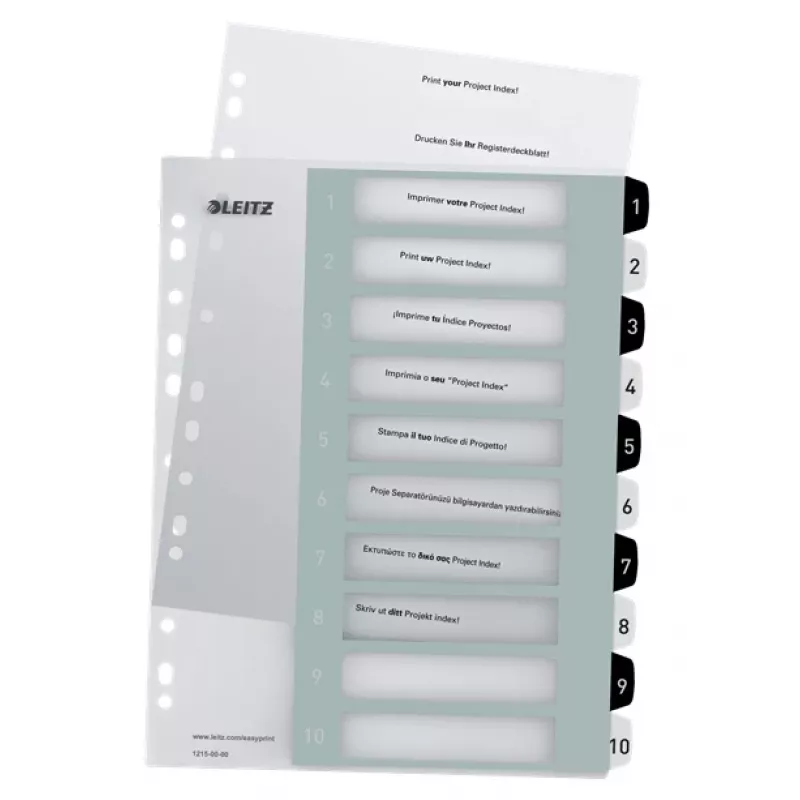 Leitz Indices Printable PP A4+ 1-10 WOW valkoinen/musta