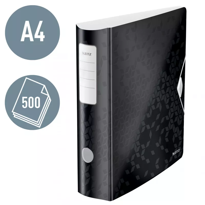 Leitz kansio Active PP WOW A4/80 mm, A4, D-rengas, säilytys, polyfoam, musta, 500 arkkia
