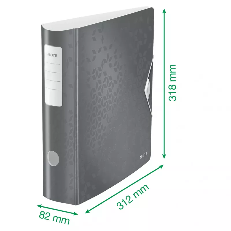 Leitz kansio Active PP WOW A4/80 mm, A4, D-rengas, säilytys, polyfoam, musta, 500 arkkia