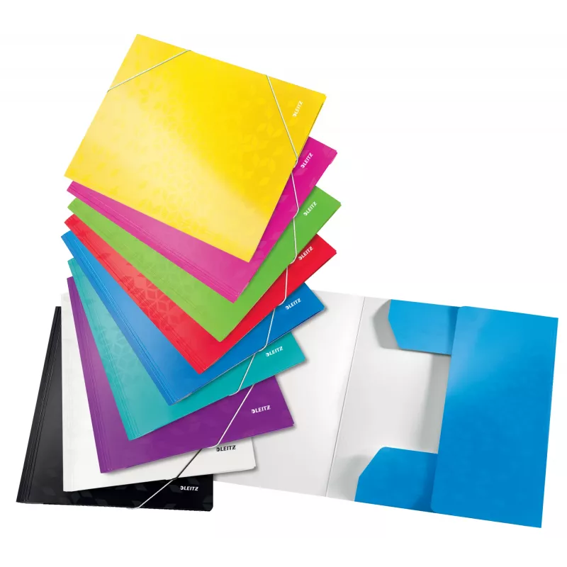 Leitz 3-läppäkansio WOW Card/POB A4, läppäkansio, A4, polypropyleeni (PP), musta, 150 arkkia, kuminauha