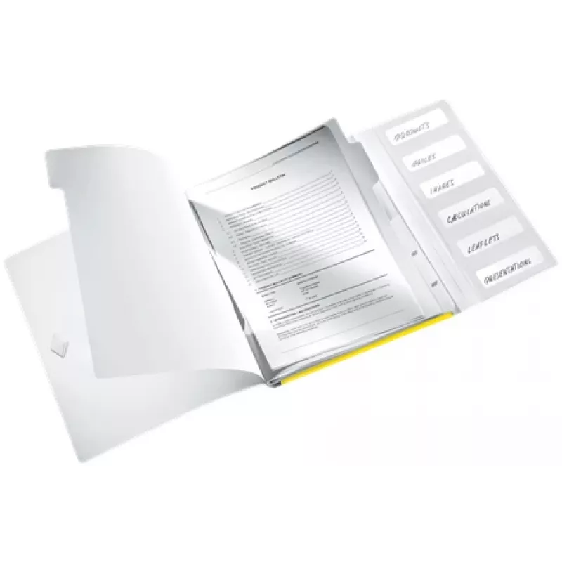 Leitz WOW PP välilehtikirja, 6 välilehteä, tavallinen kansio, A4, polypropyleeni (PP), keltainen, kiiltävä, 200 arkkia