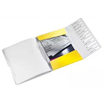 Leitz WOW PP välilehtikirja 12-osainen, A4, polypropeeni (PP), keltainen, 200 arkkia, 80 g/m², 265 mm