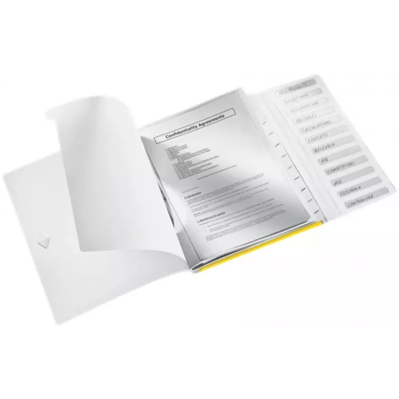 Leitz WOW PP välilehtikirja 12-osainen, A4, polypropeeni (PP), keltainen, 200 arkkia, 80 g/m², 265 mm