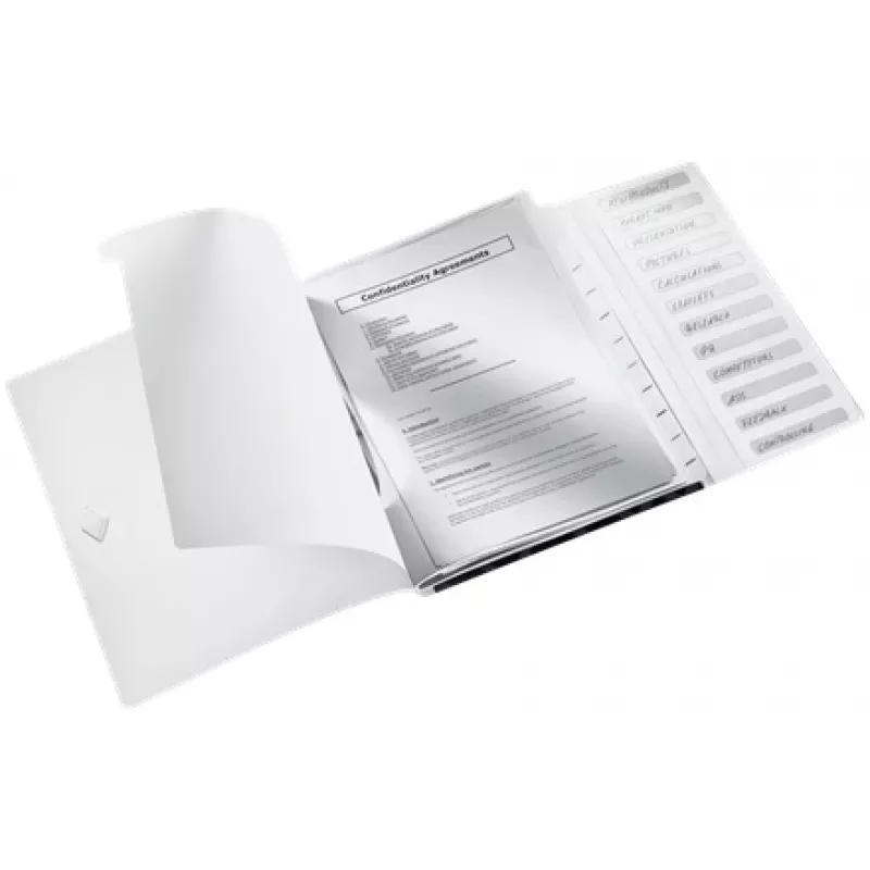 Leitz WOW PP välilehtikirja 12 välilehteä, perinteinen kansio, A4, polypropeeni (PP), musta, kiiltävä, 200 arkkia