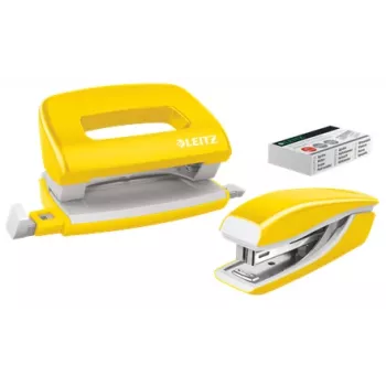 Leitz WOW Mini nitoja- ja rei'itinsarja, 10 arkkia, keltainen, P2, metalli, muovi, 3,5 cm, 100 niittiä