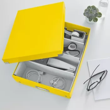 Leitz Click & Store WOW Medium järjestelijälaatikko, säilytyslaatikko, keltainen, suorakaide, kartonki, yksivärinen, sisäkäyttö