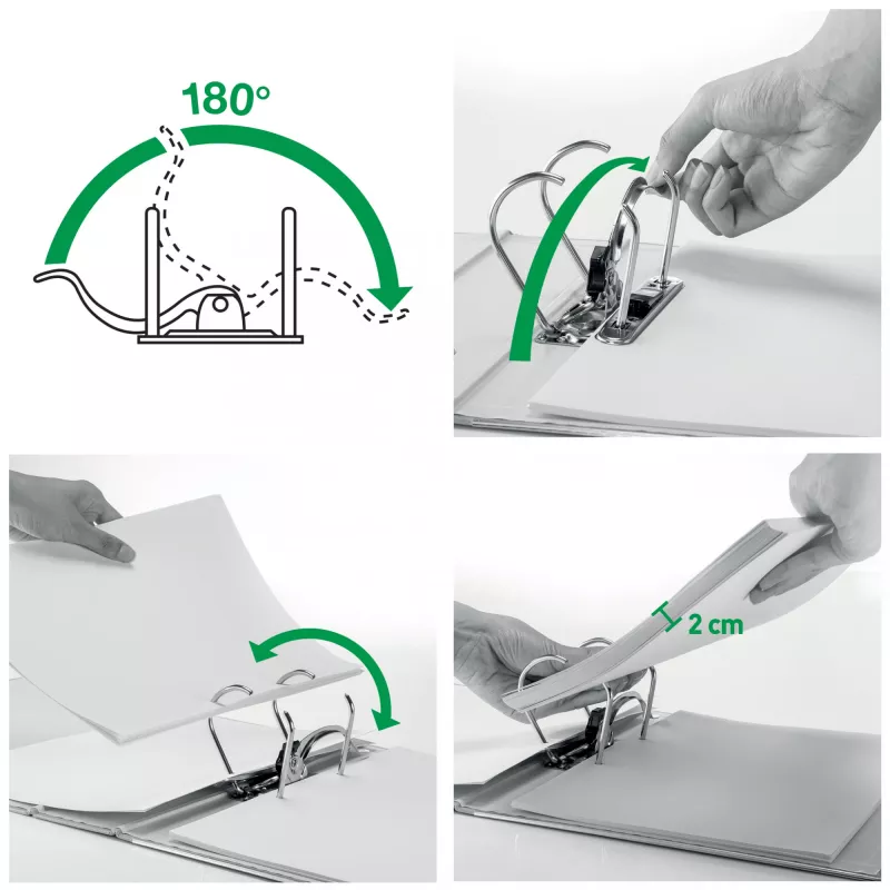 Leitz Hebelordner Active PP WOW A4/65 mm, A4, D-rengas, säilytys, polyfoam, vihreä, 350 arkkia