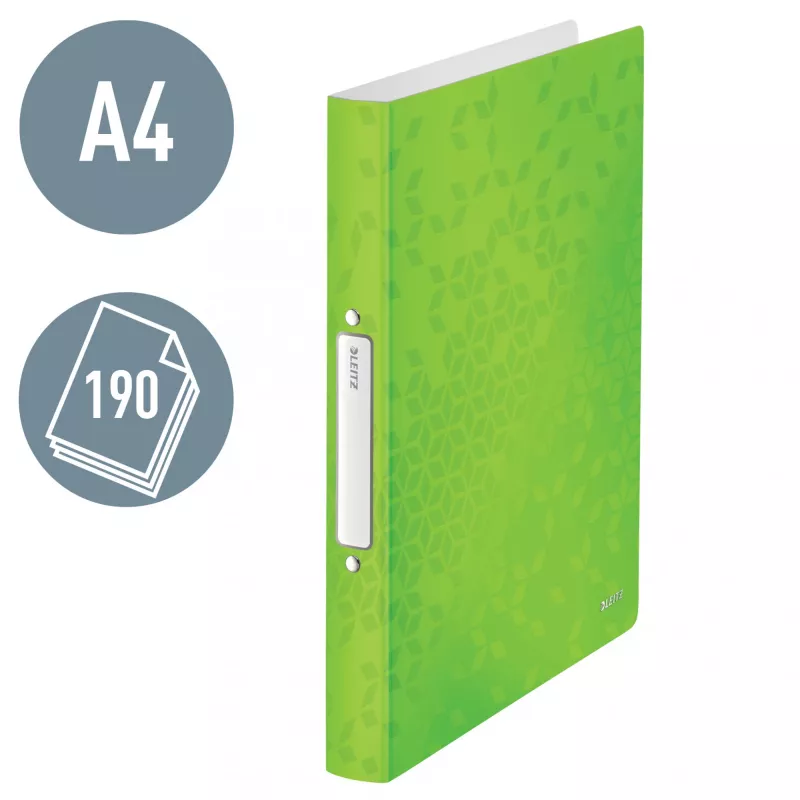 Leitz Ringbinder WOW PP A4 2RR/25mm, A4, pyöreä rengas, polypropeeni (PP), vihreä, 190 arkkia, 80 g/m²