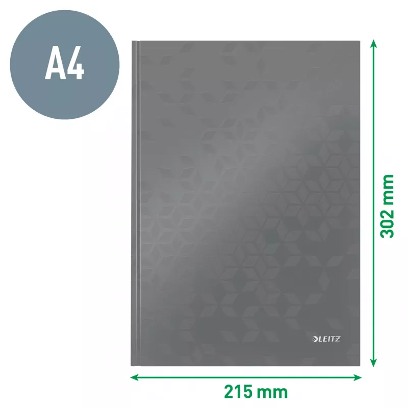Leitz Notebook WOW A4 ruudullinen kovakantinen 90 g/m², 80 arkkia, kuvio, vihreä, A4, 80 arkkia, 80 g/m², ruudullinen paperi