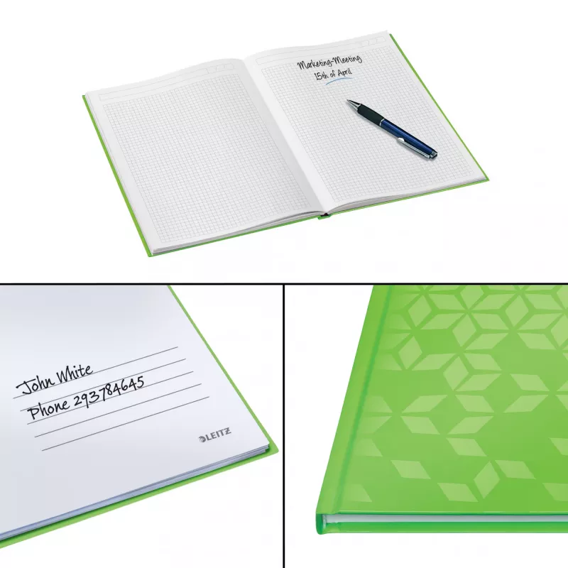 Leitz WOW Notizbuch A5 ruudullinen kovakantinen, kuvio, vihreä, A5, 80 arkkia, 80 g/m², ruudullinen