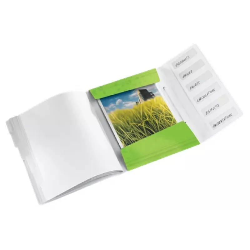 Leitz Divider Book WOW PP 6 välilehteä, perinteinen arkistokansio, A4, polypropeeni (PP), vihreä, kiiltävä, 200 arkkia